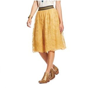 Ariat Women's Mustard Lace Midi Skirt